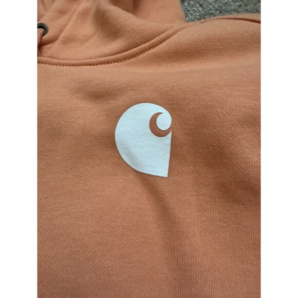Carhartt Hoodie Women’s large Relaxed Fit Clarksburg Logo Sleeve Pullover Sunset - Picture 2 of 4